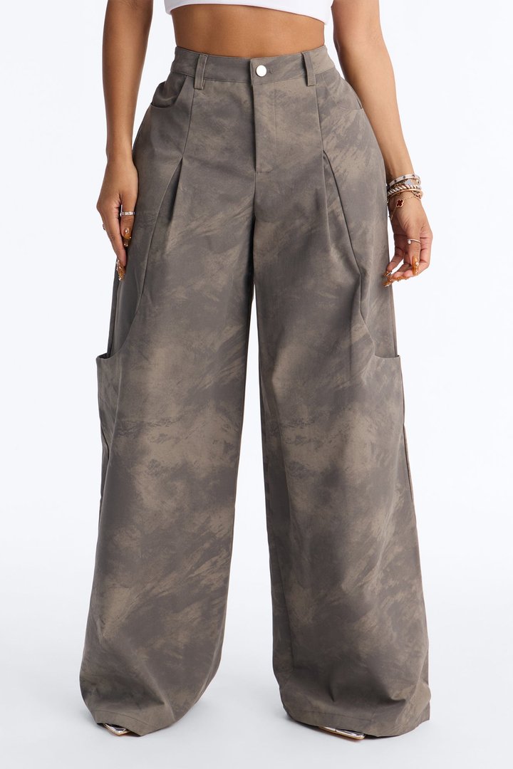 Soraya Wide Leg Pleated Pant - Grey
