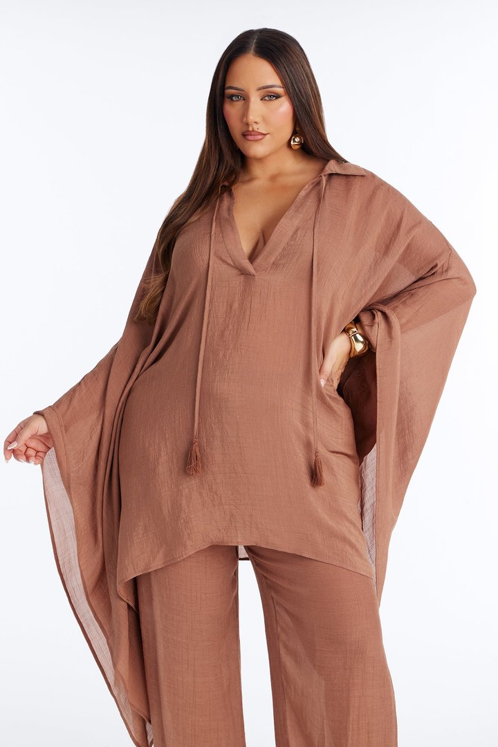 Addison Linen Pant Set - Mocha