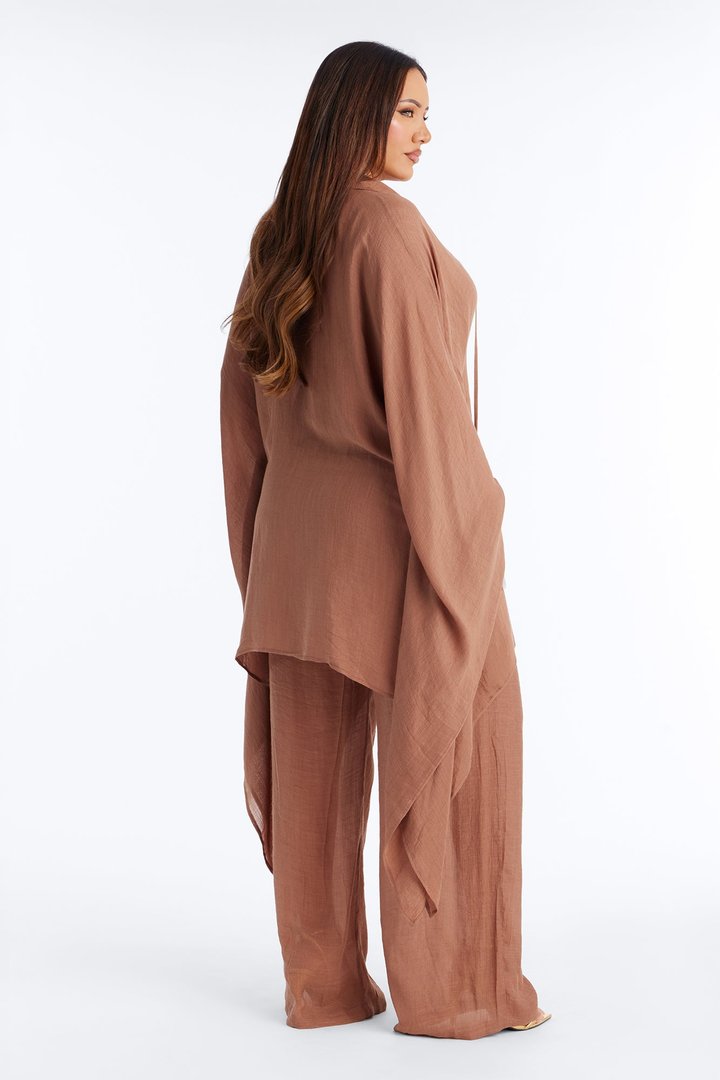 Addison Linen Pant Set - Mocha