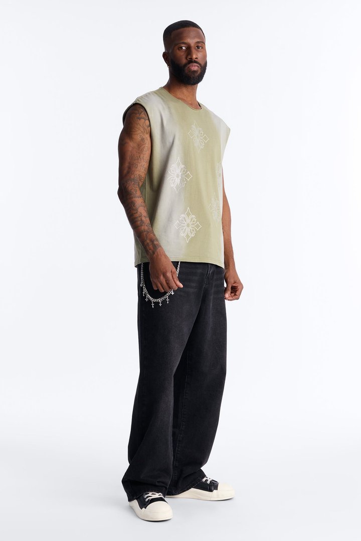 Crown Stone Muscle Tank Tee Shirt - Green