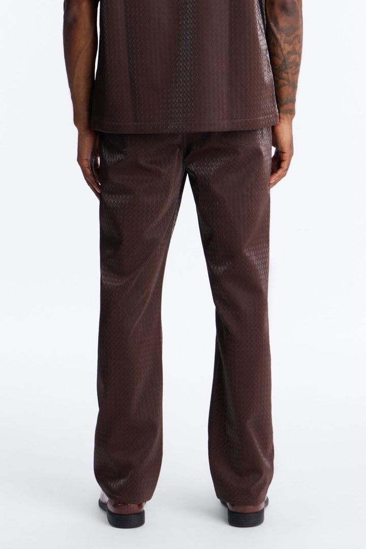Straight Tisse Textured Faux Leather Pant - Brown