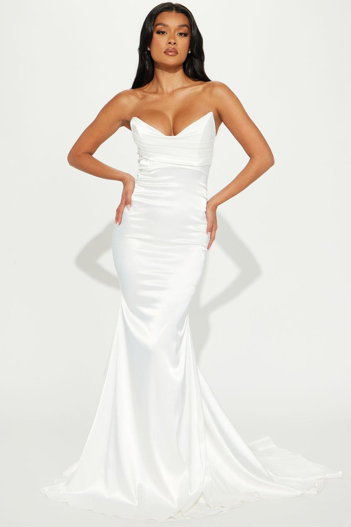 Naomi Satin Maxi Gown - White