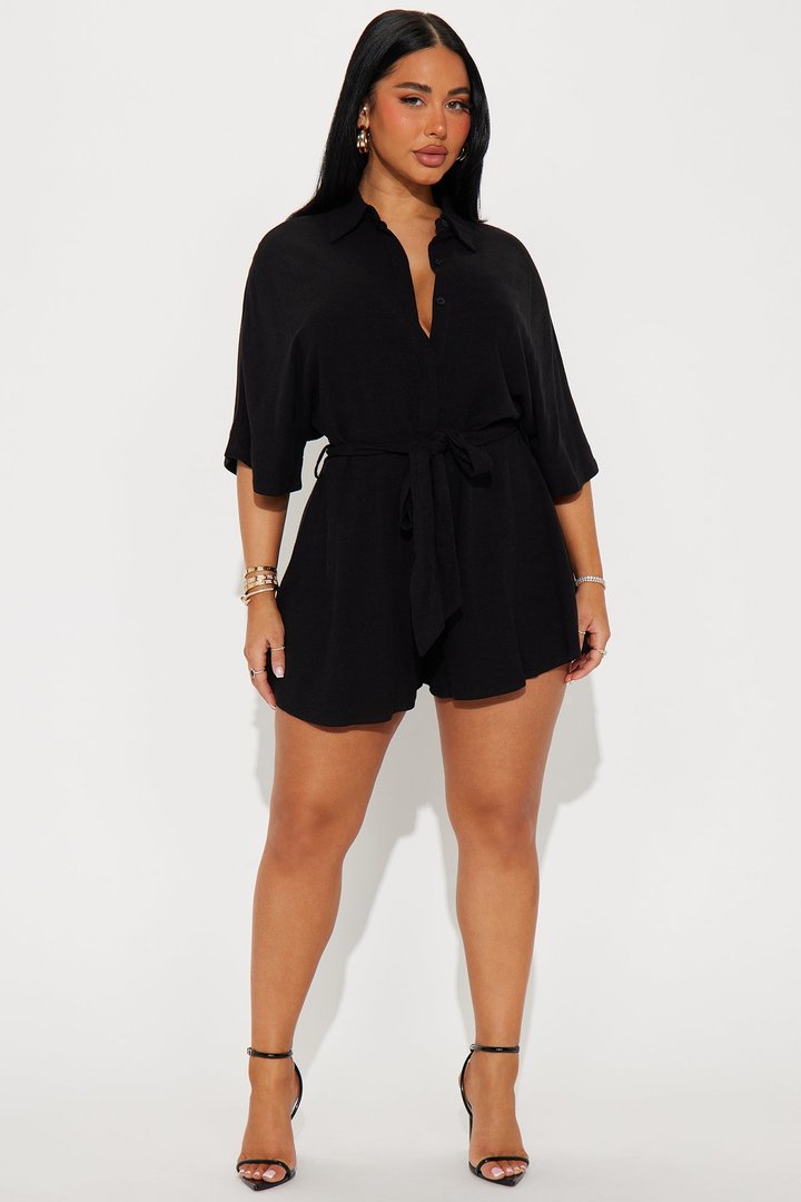 Charlotte Linen Romper - Black