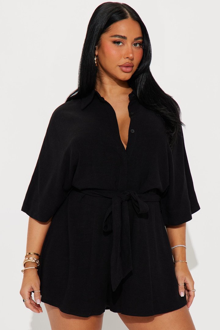 Charlotte Linen Romper - Black