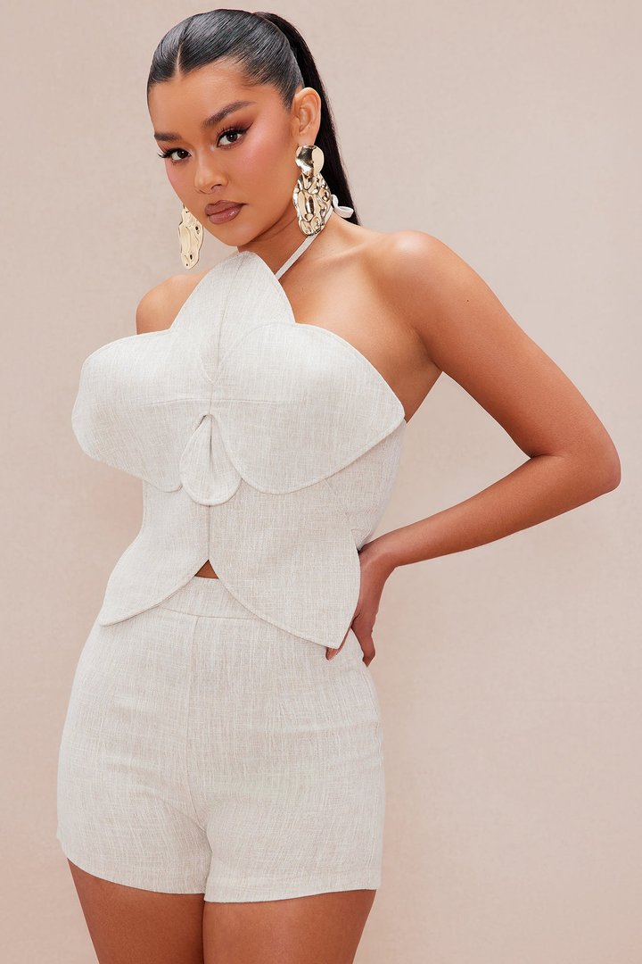 Anaya Linen Short Set - Taupe