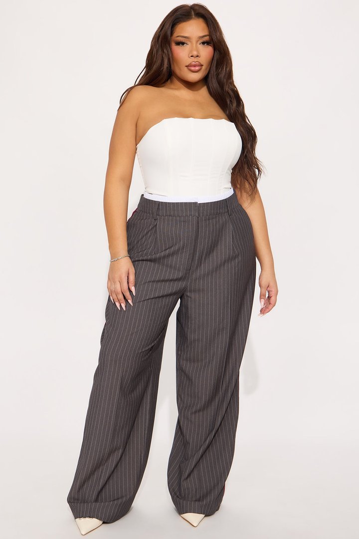 Dedicated To You Double Waistband Trouser - Charcoal/combo
