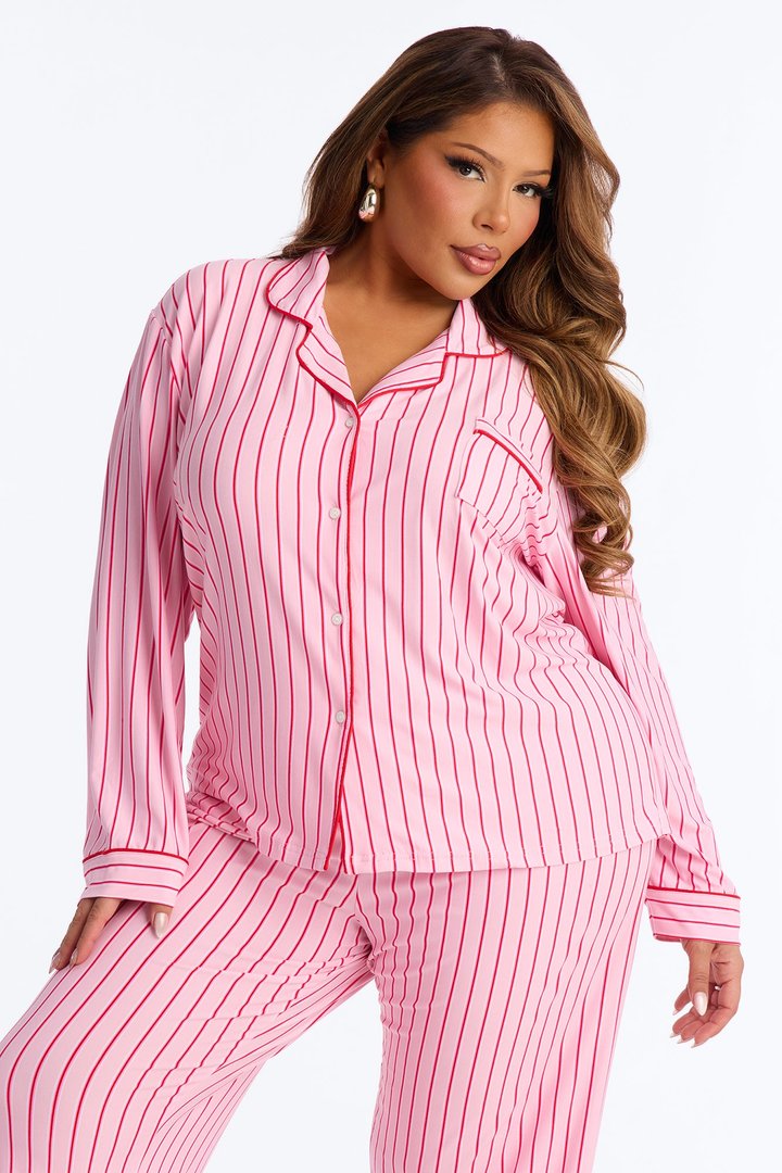 Need To Sleep Long Sleeve PJ Pant Set - Pink/combo