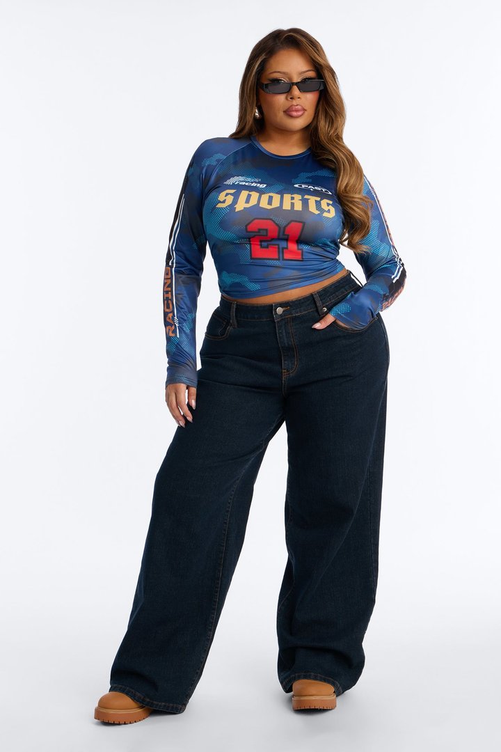 Sports 21 Long Sleeve Baby Tee - Blue
