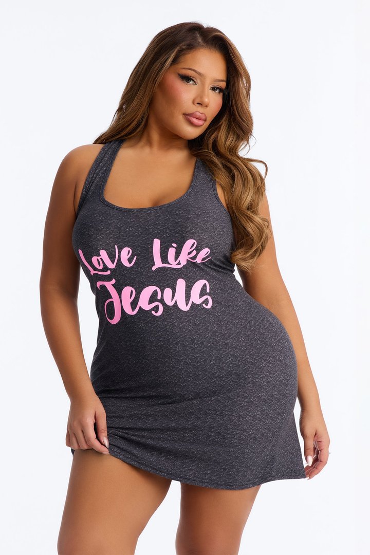 Love Like Jesus PJ Sleep Dress - Charcoal