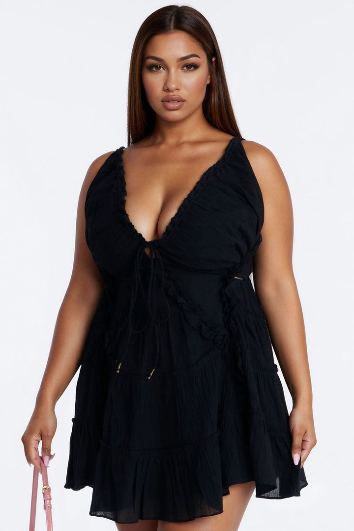 Rylee Ruffle Mini Dress - Black