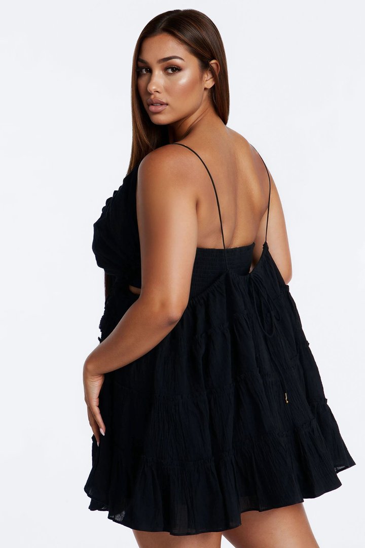 Rylee Ruffle Mini Dress - Black