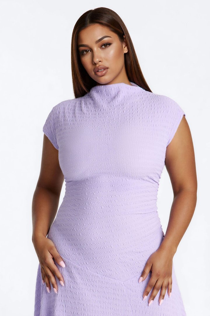Kalina Textured Midi Dress - Lavender