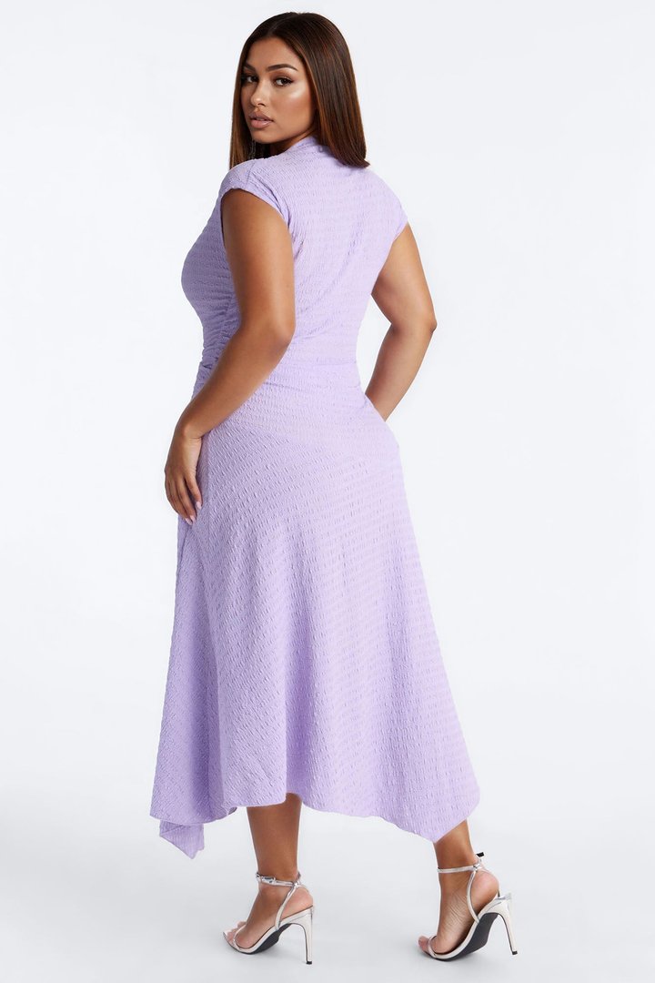 Kalina Textured Midi Dress - Lavender