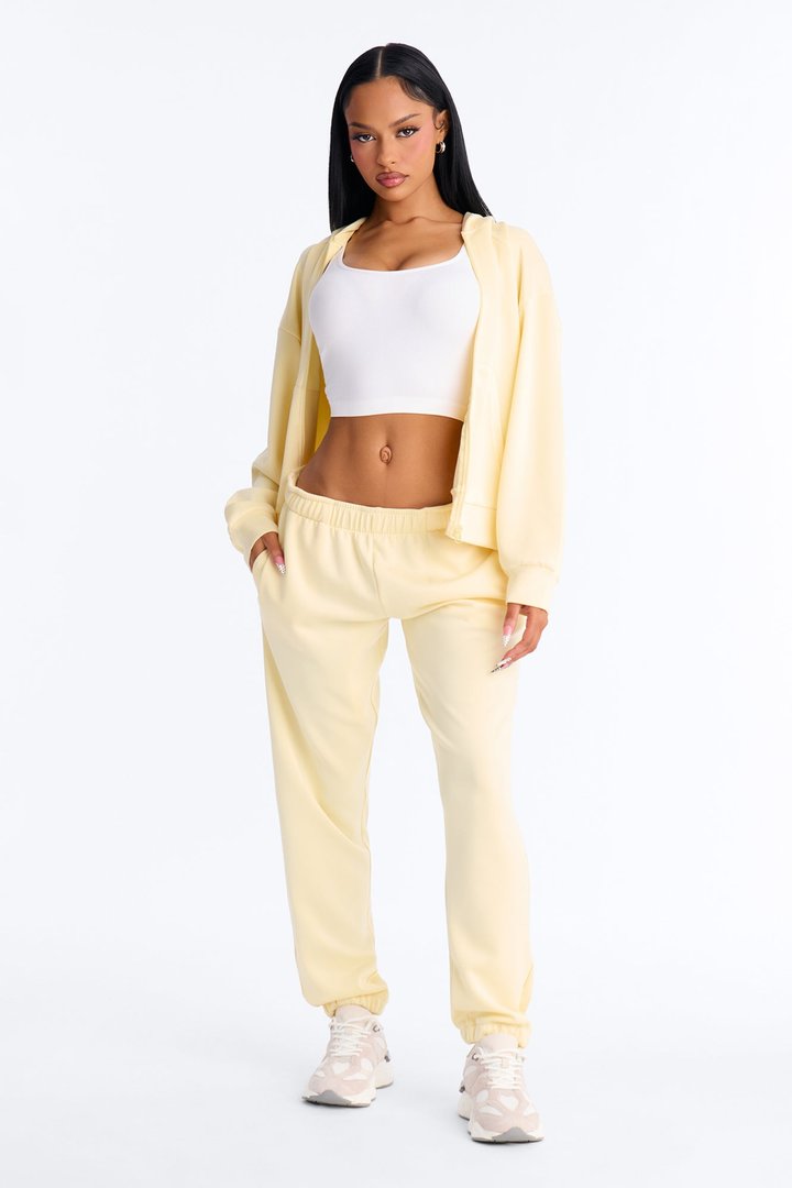 Sophia Scuba Zip Up Jogger Set - Yellow