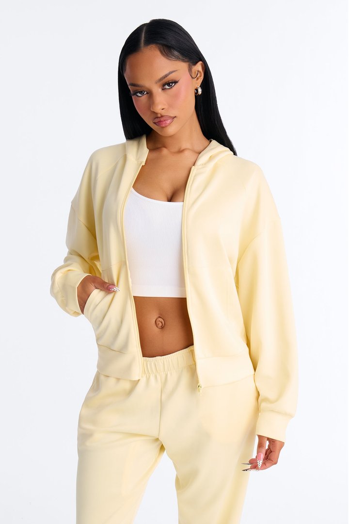 Sophia Scuba Zip Up Jogger Set - Yellow