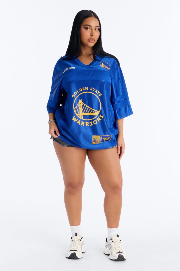 NBA Warriors Oversized Mesh Tee - Royal