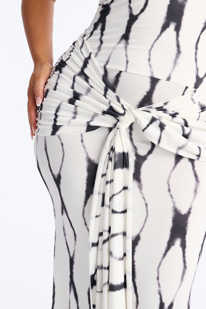 Never Average Draped Maxi Dress - Black/White