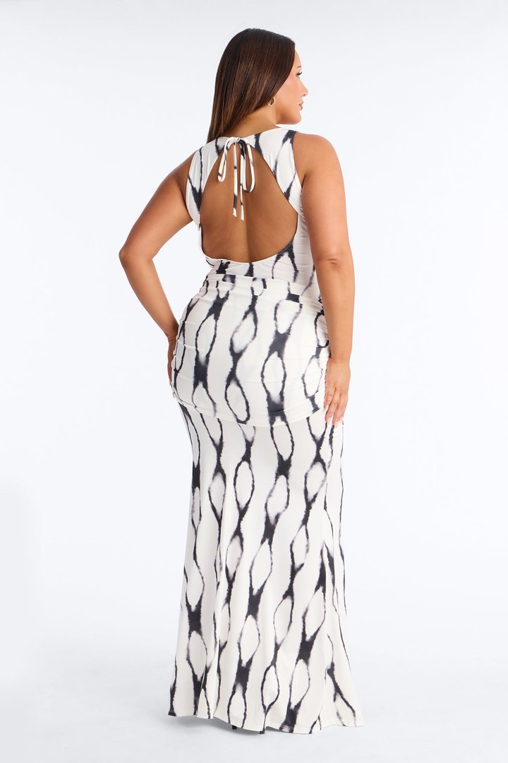 Never Average Draped Maxi Dress - Black/White