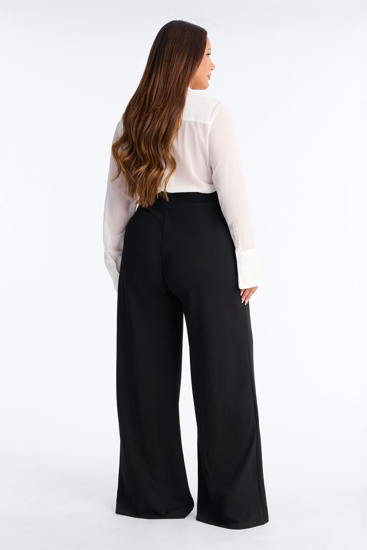 Lola Semi Sheer Long Sleeve Jumpsuit - White/Black