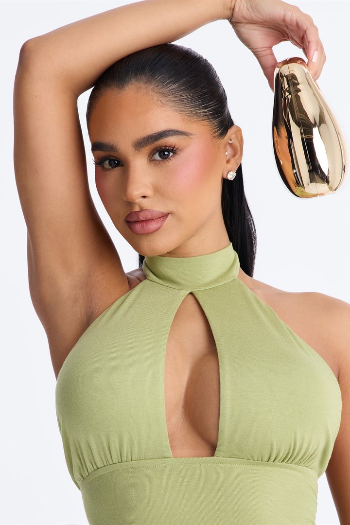 Alessia Backless Cotton Mini Dress - Sage