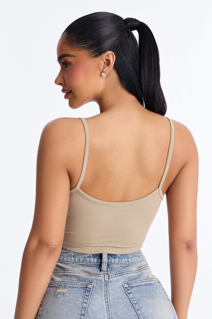 Ellie V Neck Cami Top - Stone