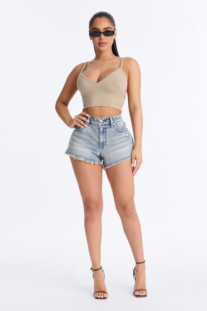 Ellie V Neck Cami Top - Stone