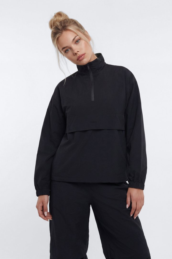 CoreNylon Mock Neck Half Zip Track Jacket - Black