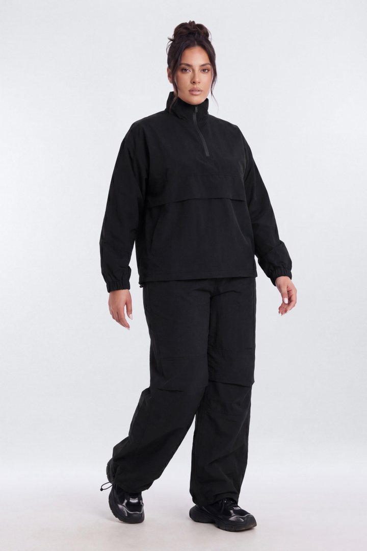 CoreNylon 32″ Wide Leg Track Pant - Black