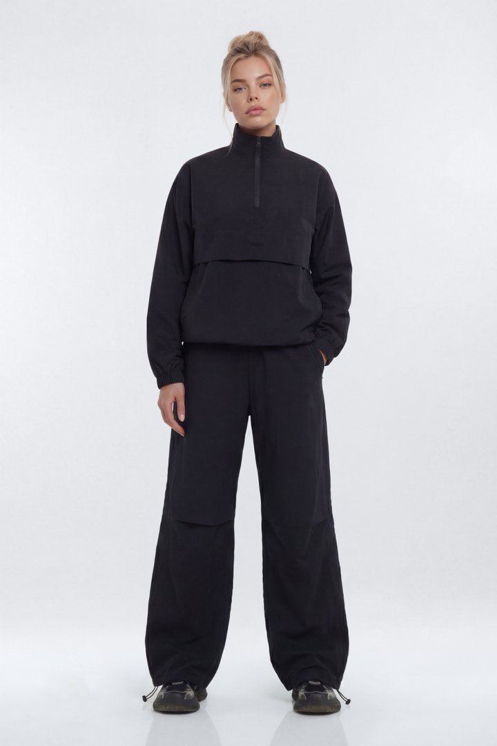 CoreNylon 32″ Wide Leg Track Pant - Black
