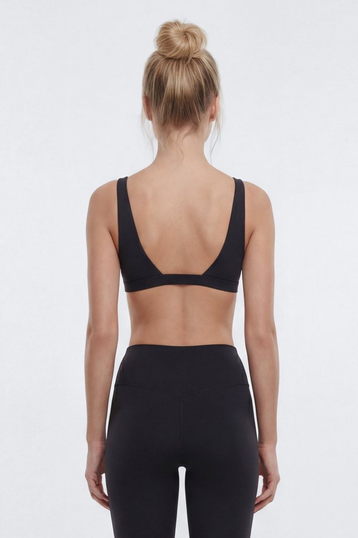 ButterSoft Low V Neck Sports Bra - Black