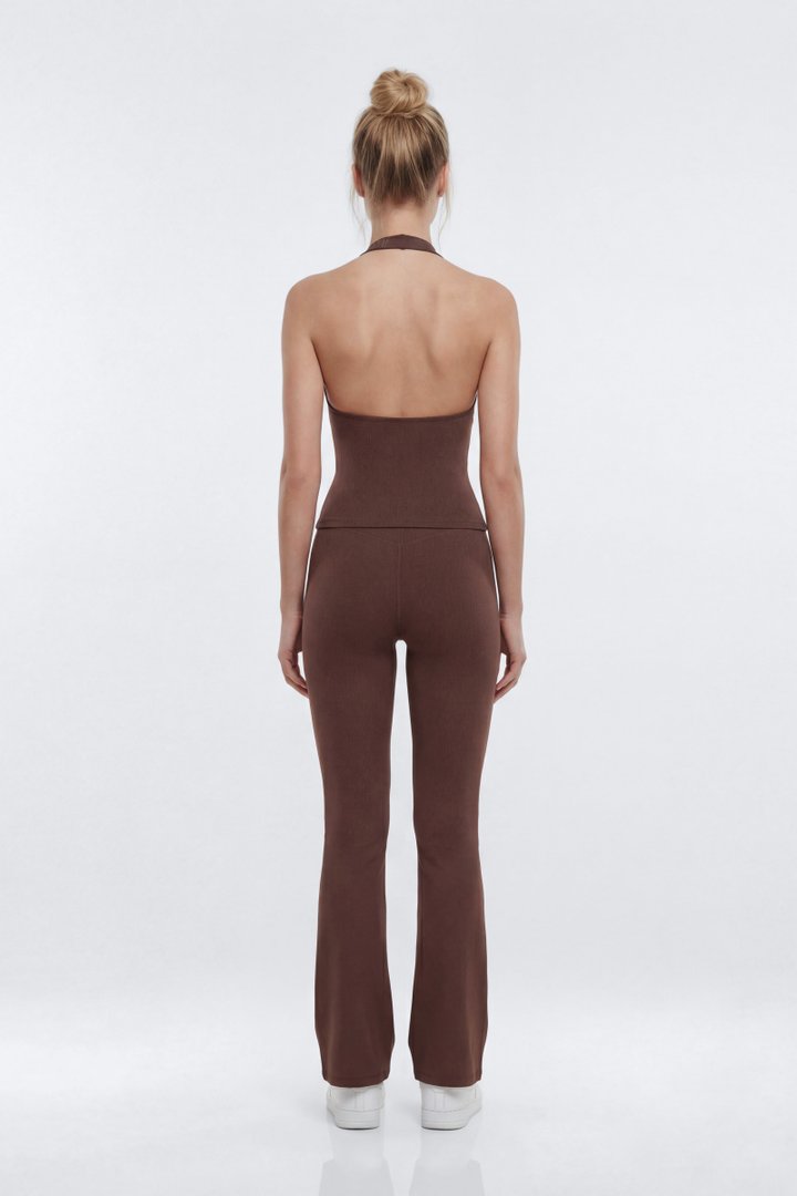 ProStretch™ V Neck Sports Halter Top - Brown