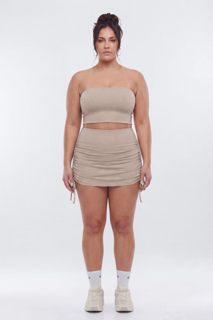 ButterSoft Side Ruched Skort - Stone