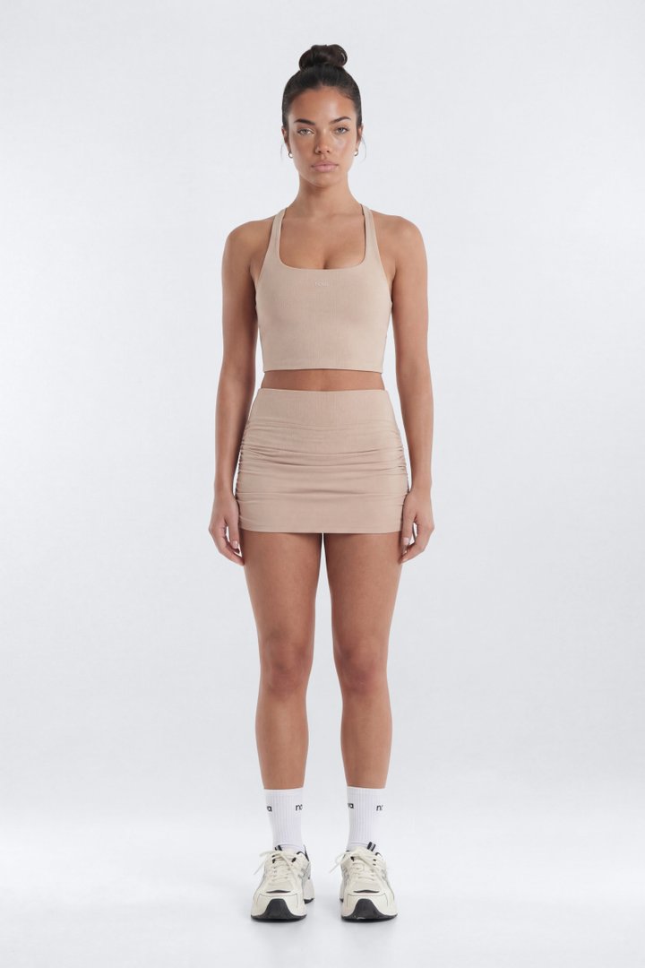 ButterSoft Side Ruched Skort - Stone