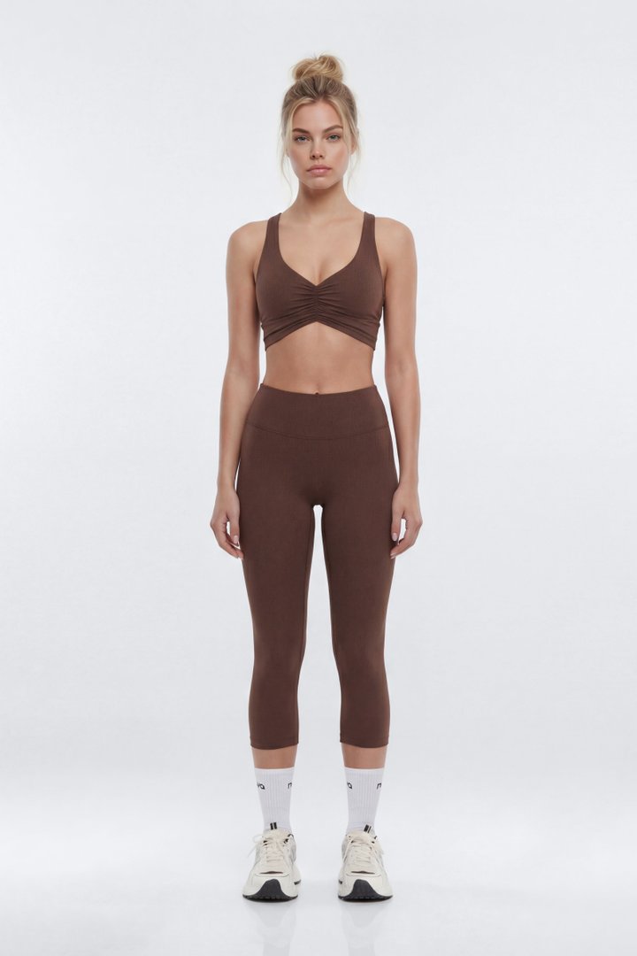 CloudForm™ 18″ Midrise Capri Legging - Brown