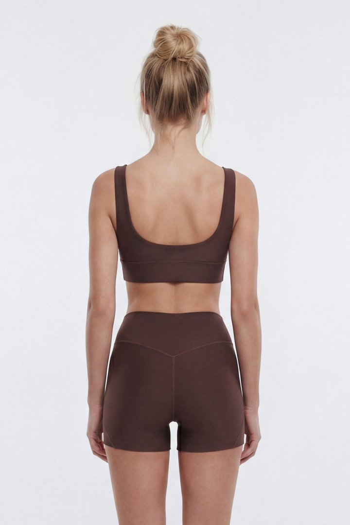 AirSculpt™ V Neck Sports Bra - Brown