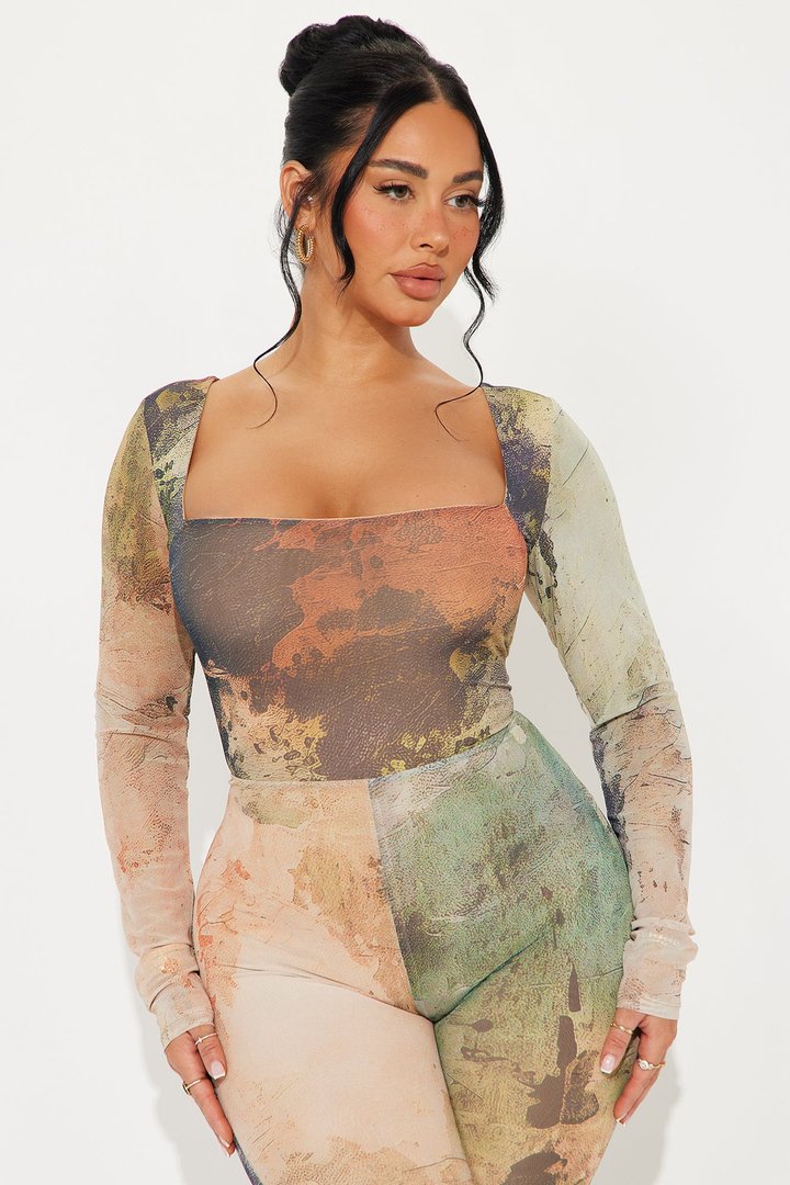 Lost In The Trance Mesh Jumpsuit - Sage/combo
