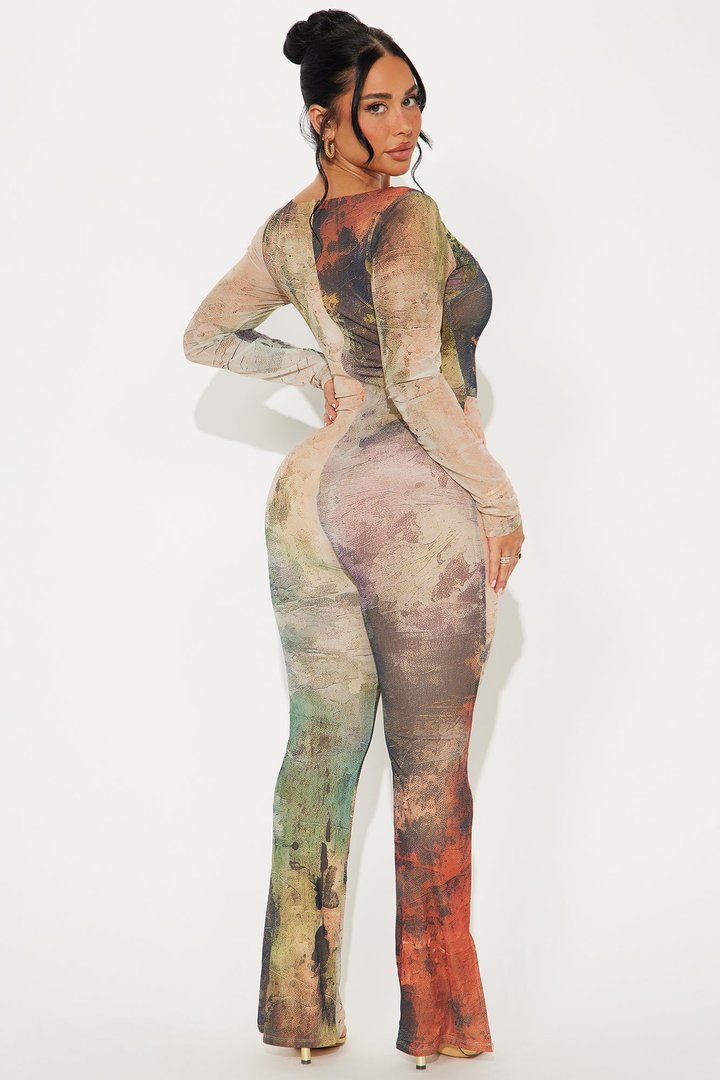 Lost In The Trance Mesh Jumpsuit - Sage/combo
