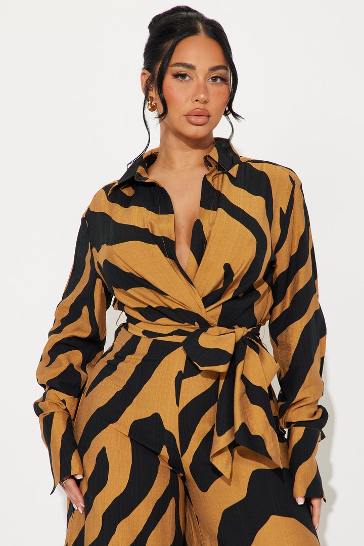 Don't Test Me Linen Jumpsuit - Black/combo