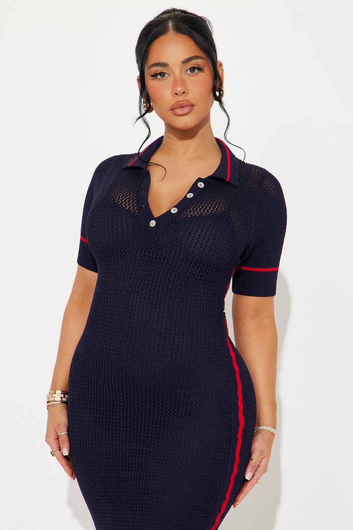 Fair Game Sweater Maxi Dress - Navy/combo