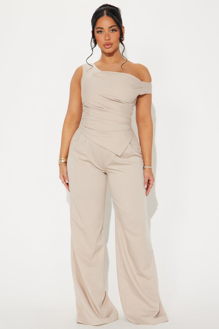 Running Late Jumpsuit - Taupe