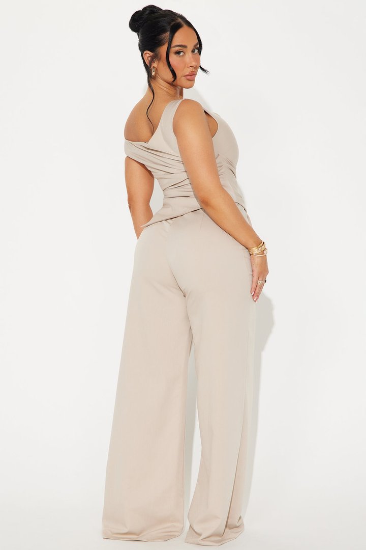 Running Late Jumpsuit - Taupe