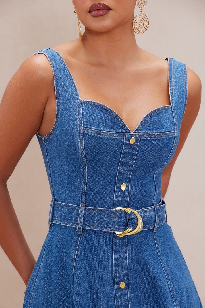 Gabrielle Denim Maxi Dress - Medium Wash
