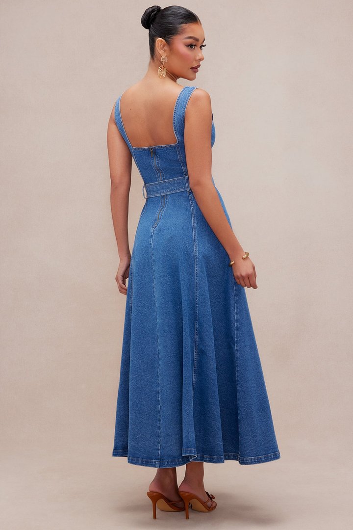 Gabrielle Denim Maxi Dress - Medium Wash