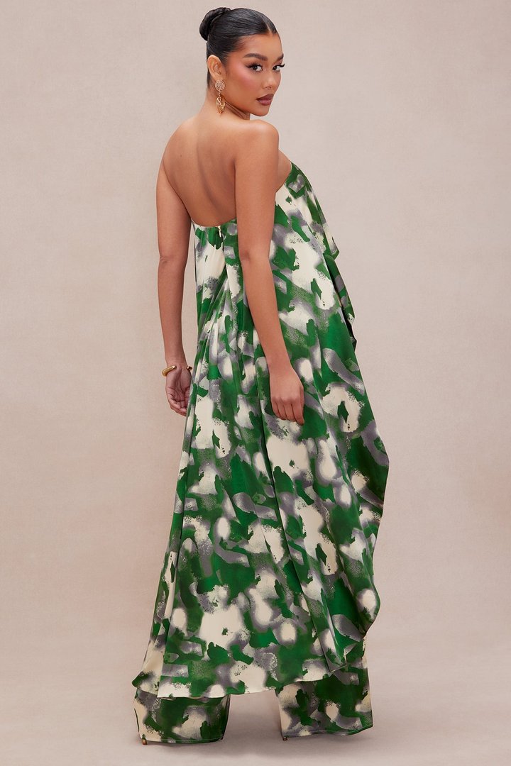 Kimoko Satin Pant Set - Green/combo