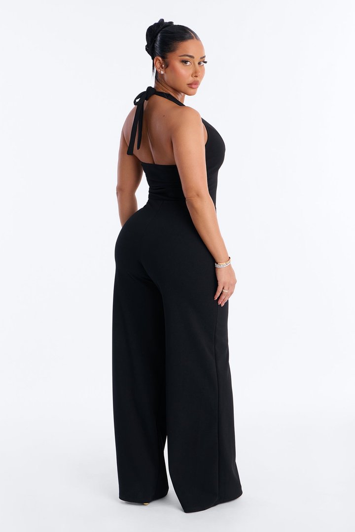 Diane Halter Wide Leg Jumpsuit - Black