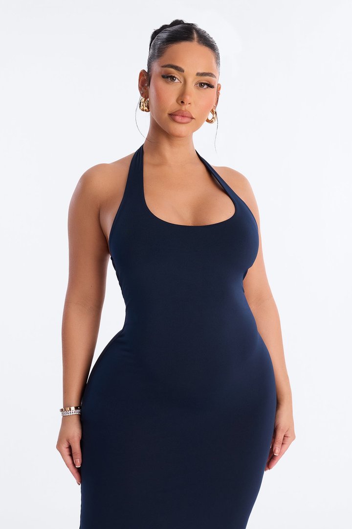Nellie Double Lined Midi Dress - Navy