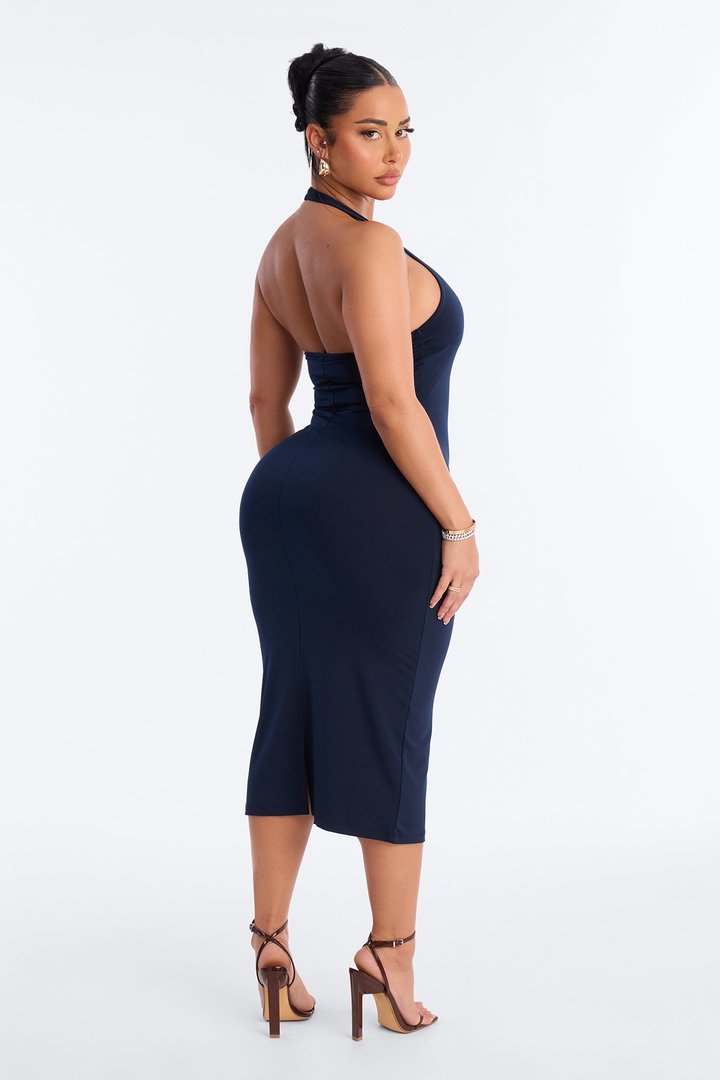 Nellie Double Lined Midi Dress - Navy
