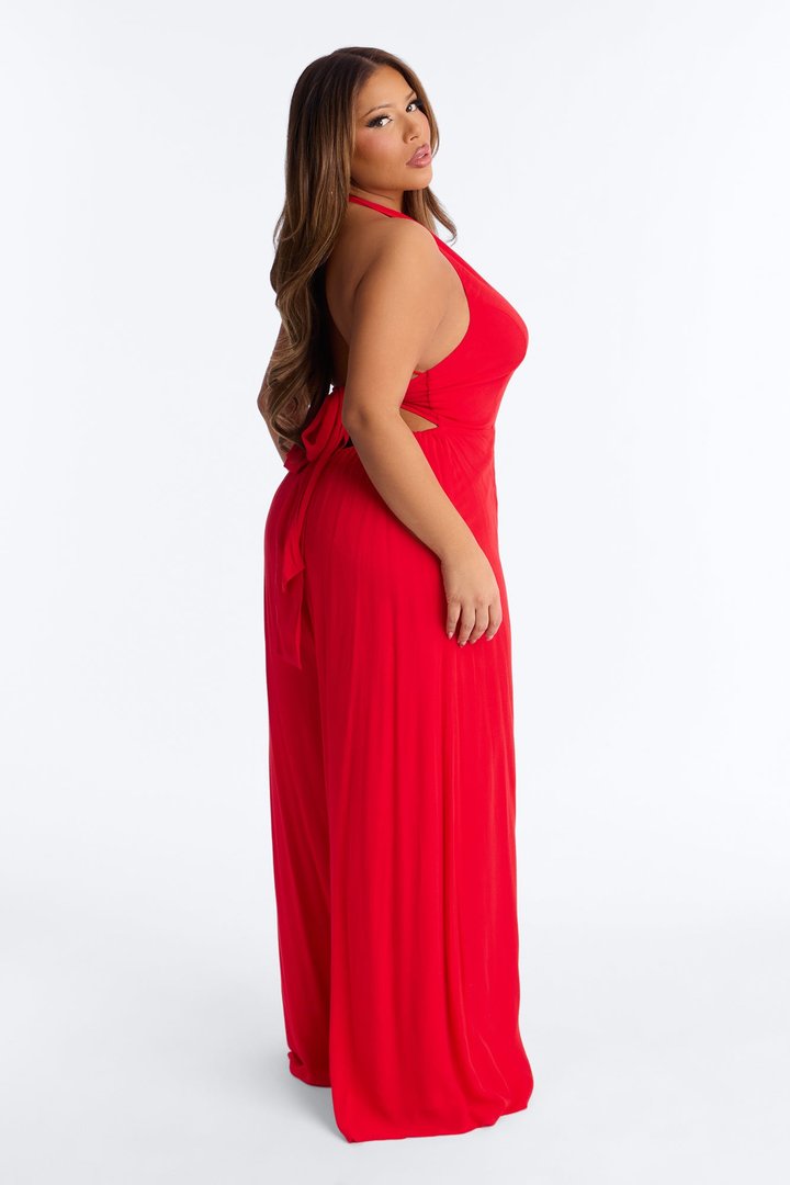 Scarlet Tie Back Jumpsuit - Red