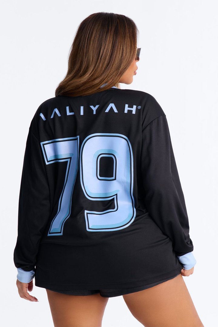 Aaliyah 79 Satin Long Sleeve Jersey - Black