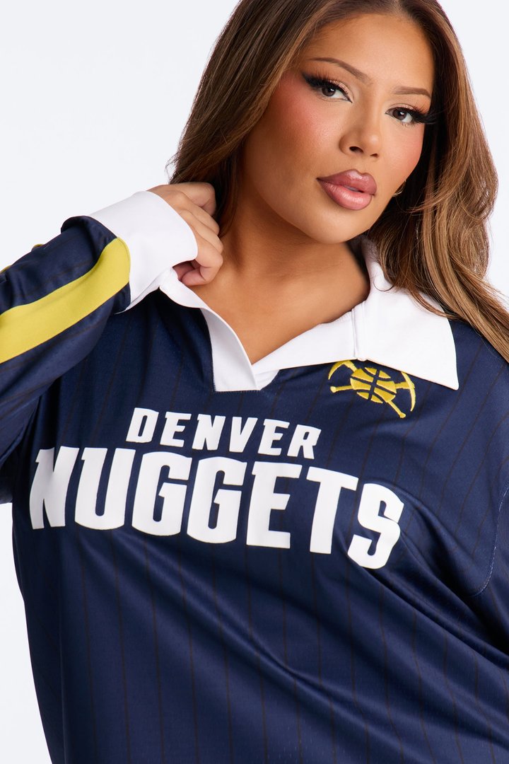 NBA Denver Nuggets Pinstripe Long Sleeve Top - Navy